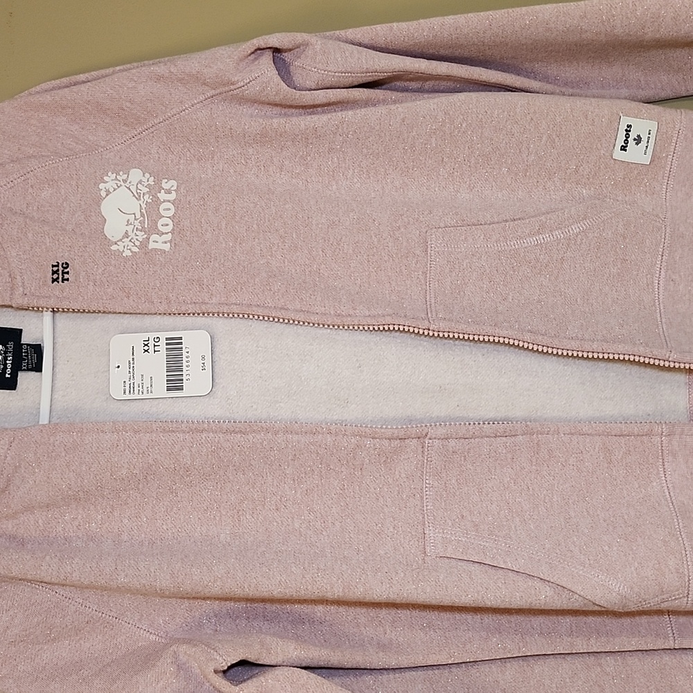 New  Roots Light Pink Sparkle Hoodie with Zip - Picture 2 of 8